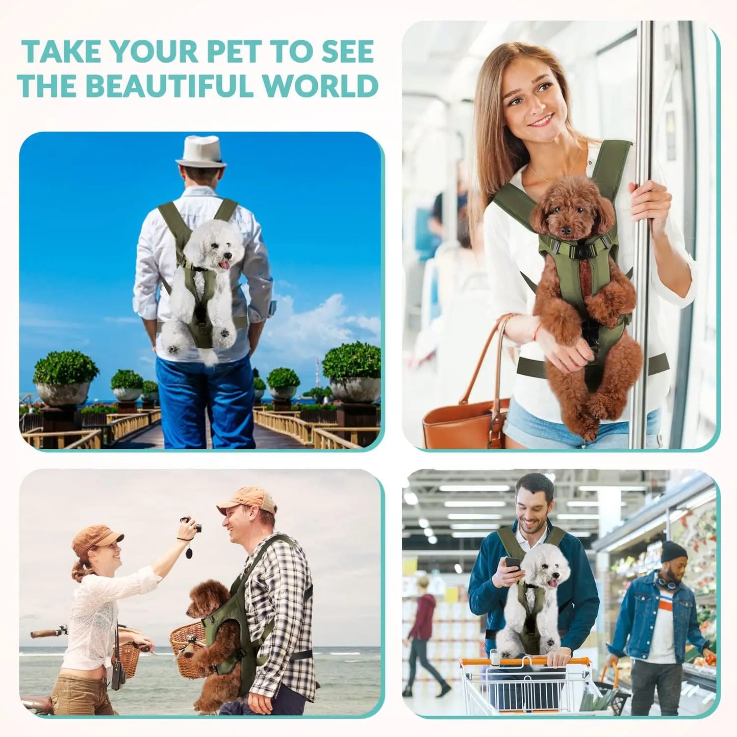 Pet Front Carrier Backpacks Adjustable Hands Free Dog Backpack For Small Medium Dogs Breathable Cats Outdoor Travel Carrier Bags