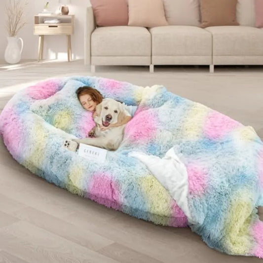 Human Dog Bed 71'' x 45'' x 12'' Size Fits Adult and Pet Washable Giant People Bed 10 CM Thick Memory Foam Large Oversize Pet Bed