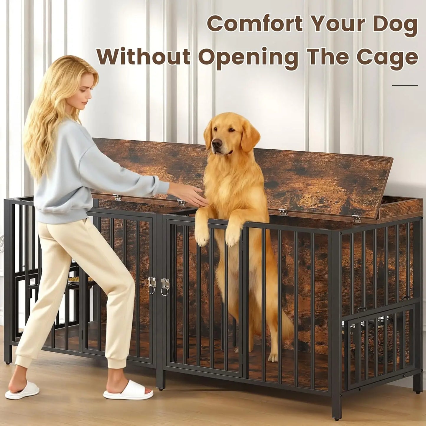 78 Inch Dog Crate, Large Dog Crate for 2 Dogs, Dog Kennel Indoor for Large/Medium Dogs with Top Access Door, XL, Customized