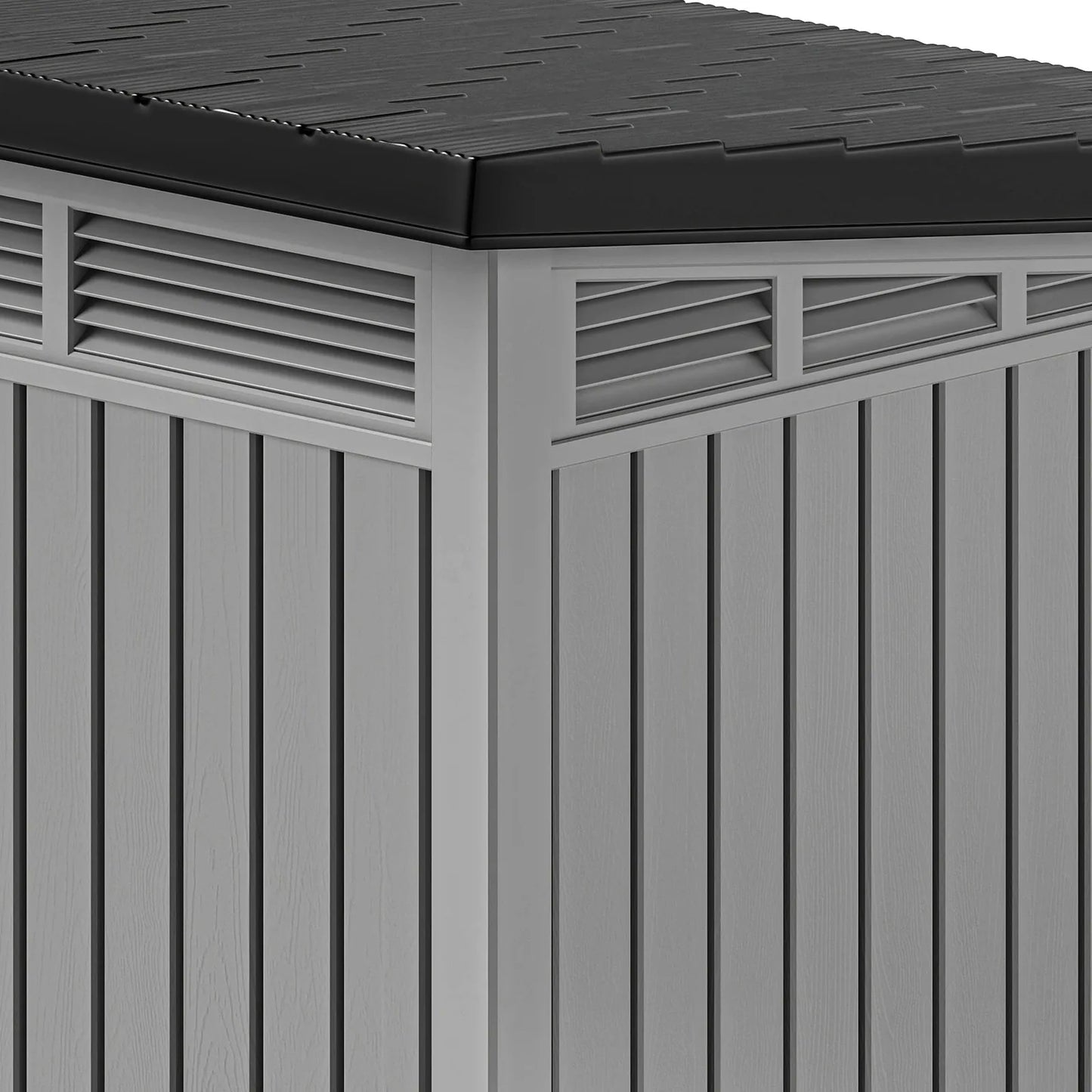 Gray Plastic Dog House with Liftable Roof, Outdoor Indoor Dog Kennel w/ Air Vents