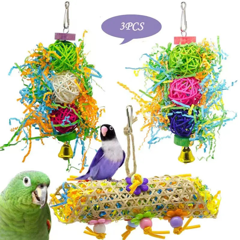 Bird Parrot Toy Set Colorful Shredder Foraging