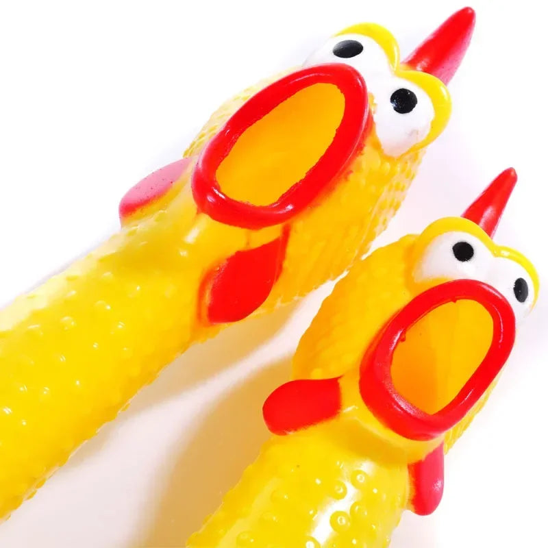 1PC Screaming Chicken Squeezing Sound Toy Pet Dog Chewing Toy Durable And Fun Yellow Rubber Breathable Chicken
