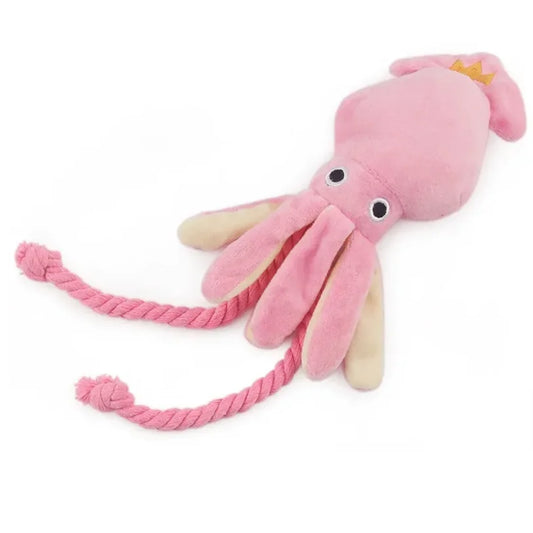 Squid Puppy Pet Dog Chew For Lovely Pink Teeth Cleaning Pet Toys Octopus Plush Toys Supplies BB Small Cute Rope Toy Dog Squeak