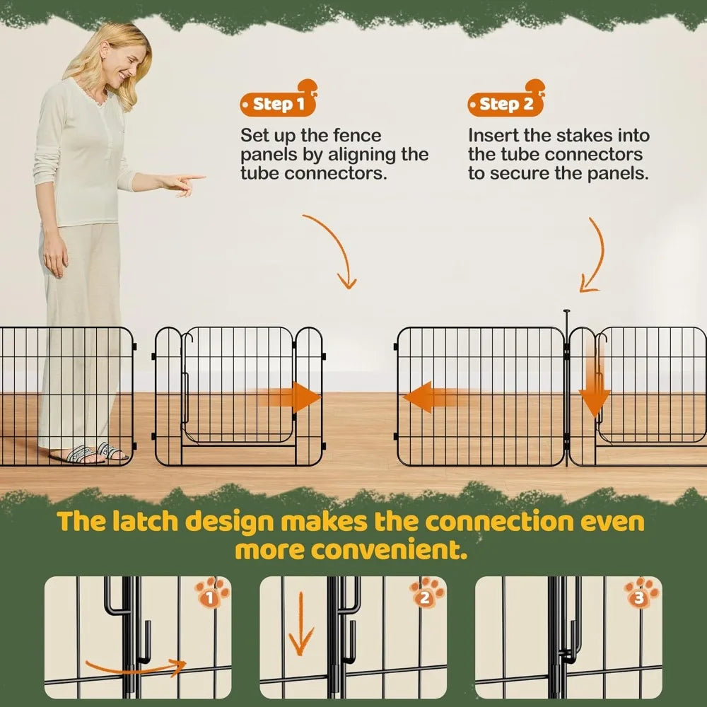 Expandable Dog Playpen, 8 Panel 20 inch Puppy Playpen with Door Indoor/Outdoor Pet Fence