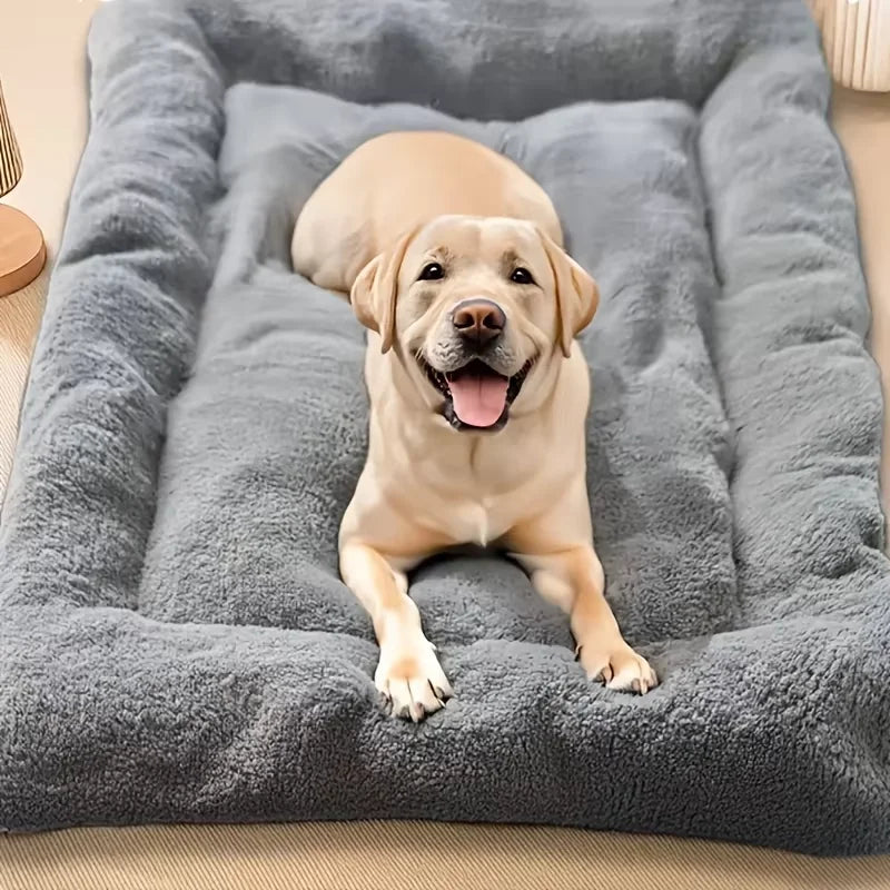 Oversized Plush Dog & Cat Bed and Crate Pad. Ultra Soft Polyester Pet Mat for All Size Cats & Dogs.