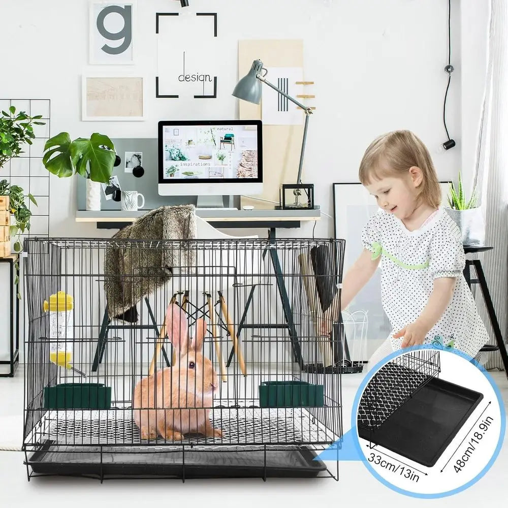 22 Pcs Rabbit Starter Kit with Cage, has Rabbit Grooming Kit, Bunny Cage Set with Bed, Litter Box, Water Bottle, Feeders, Toys