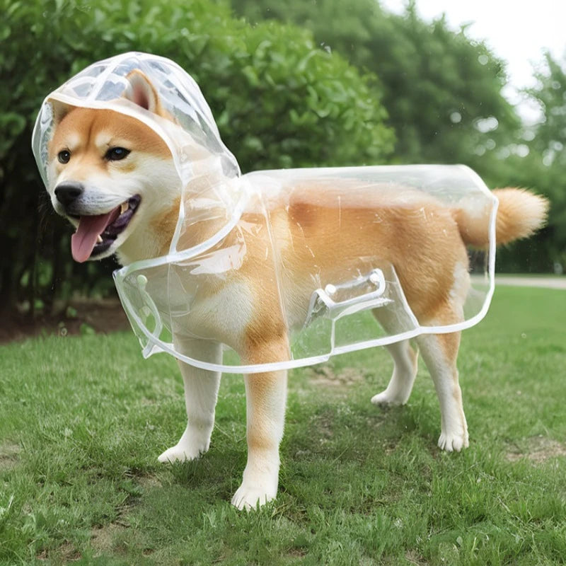 Dog Raincoat Poncho with Belly Coverage, Waterproof Dog Jacket with Hood for Small Dogs, Adjustable Reflective Pet Raincoat