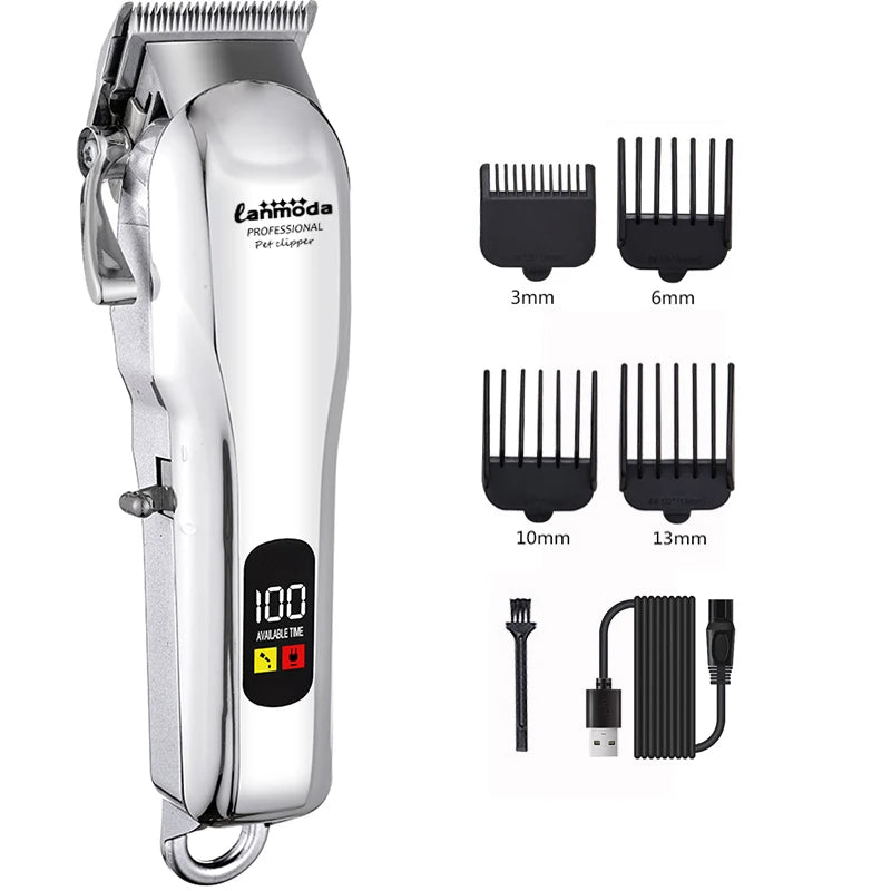 Professional Electric Dog Grooming Clipper for Pets, Hair Trimmer Cordless,  Low Noise Shaver, Cutter, Machine Scissors