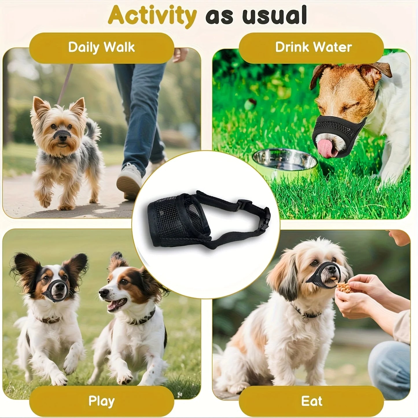 Mesh Muzzle For Short Snout And Small Medium Dogs,  Anti-Biting, Focus On Brachycephalic Dogs Like Chihuahua Pomeranian