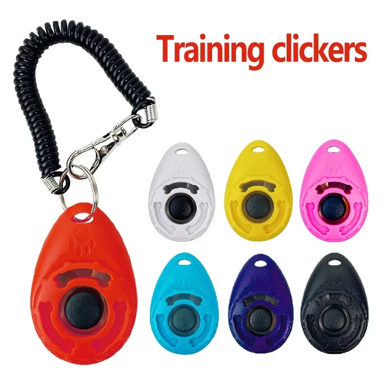 Dog Training Clicker Aid with Adjustable Wrist Strap, Sound Plastic Pet Clicker Trainer and Key Chain.