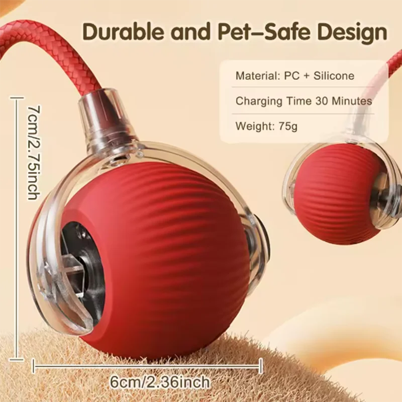 Interactive Self-Play Cat Toy, Automatic Teaser Ball and Rotating Stick, Hands-Free Fun for Kittens