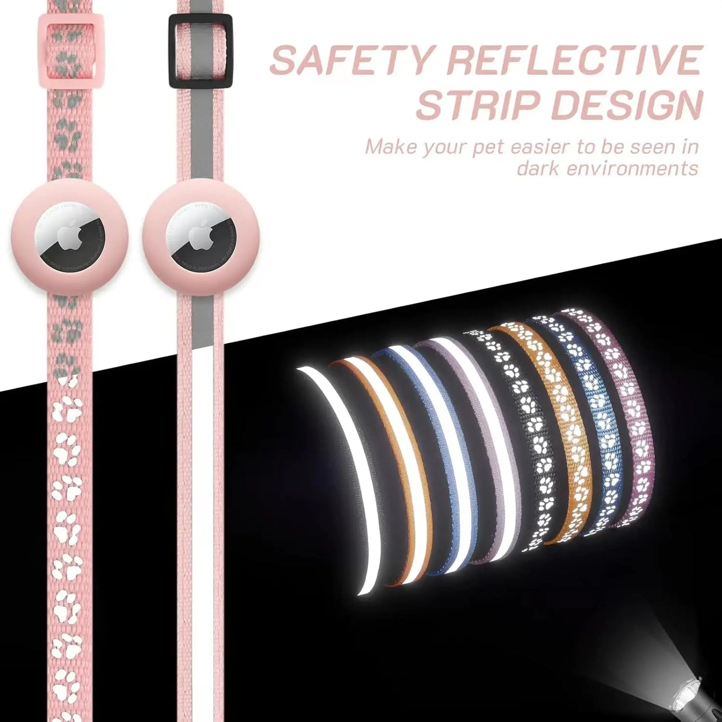 2 Pack Breakaway Cat Collar with Bell, Reflective Adjustable 7-12In Safety Buckle for Pets in Pink