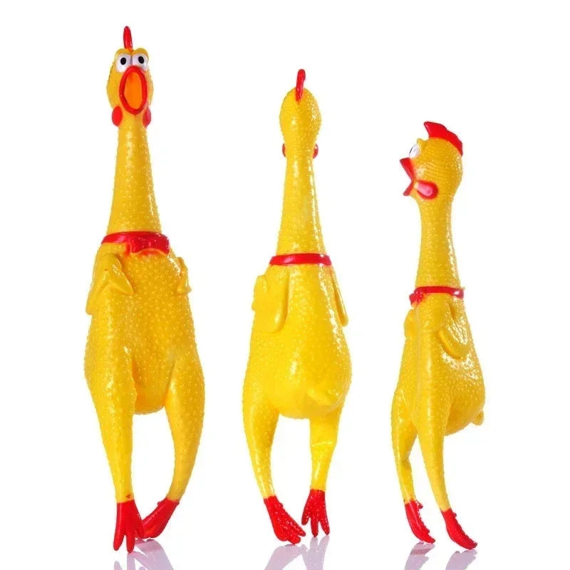 1PC Screaming Chicken Squeezing Sound Toy Pet Dog Chewing Toy Durable And Fun Yellow Rubber Breathable Chicken